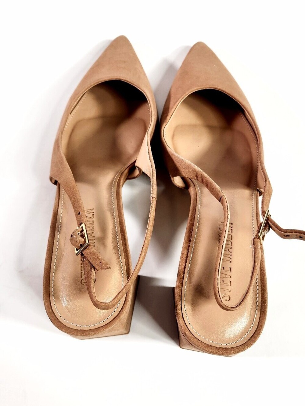 Steve Madden Women's Brown Suede Slingback Block Heel Pumps - Picture 4 of 6
